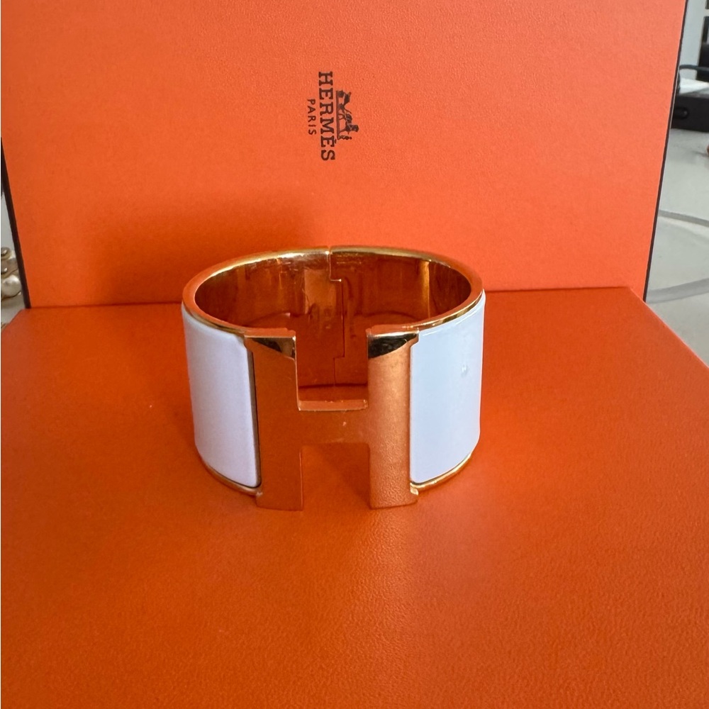 Hermes Extra Wide Clic H In Blanc